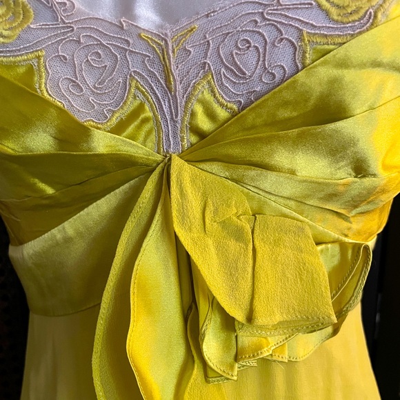 KAREN MILLEN Silk Chartreuse Ruffled Dress - Picture 7 of 11